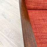 Mid Century Lounge Chair w/ New Orange Tweed Upholstery