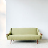 Mid Century Modern Sofa with New Light Green Upholstery