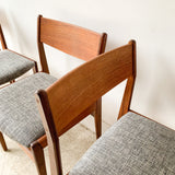 Set of 4 Danish Teak Dining Chairs with Wooden Backs