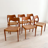 Set of 6 Danish Oak Moller Dining Chairs - Model #71