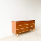 Mid Century Two Tone 9 Drawer Dresser by Bassett