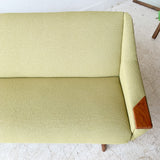 Mid Century Modern Sofa with New Light Green Upholstery