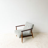 Mid Century Lounge Chair w/ New Black/White Upholstery