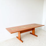 Danish Teak Tile Top Dining Table w/ Drop Down Removable Leaves