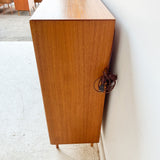 Danish Teak Curio Cabinet with Sliding Glass Doors