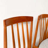 Set of 6 Teak High Back Dining Chairs w/ New Upholstery