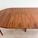 Danish Teak Round Dining Table w/ 3 Leaves