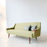 Mid Century Modern Sofa with New Light Green Upholstery