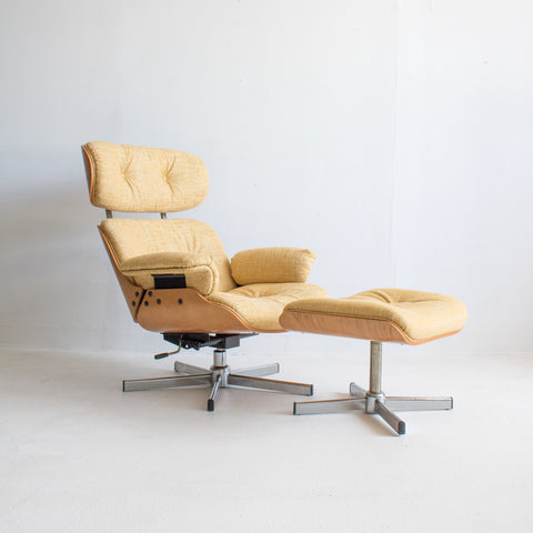 Eames Style Lounge Chair/Ottoman - Yellow/Gold