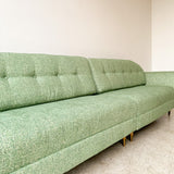 Mid Century Modern 2 Part Sofa w/ New Green Upholstery