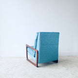 Mid Century Lounge Chair w/ New Blue Upholstery