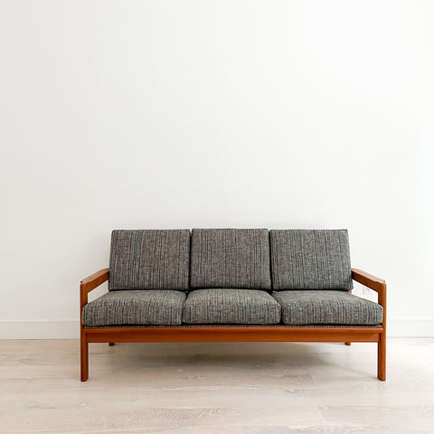 Danish Teak Sofa w/ New Grey Upholstery