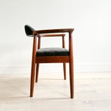 Walnut Occasional Chair w/ New Charcoal Upholstery