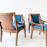 Set of 4 Mid Century Modern Dining Chairs w/ New Blue Upholstery