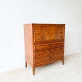 Mid Century Dixie Highboy Dresser with Unique Drawer Pulls