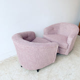 Pair of Vintage Swivel Lounge Chairs with New Pink Upholstery