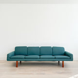 Danish Sofa on Teak Legs w/ New Teal Upholstery