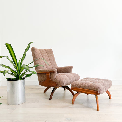 Mid Century Swivel Lounge Chair + Ottoman - New Upholstery