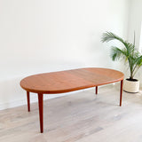 Danish Teak Round Dining Table w/ 2 Leaves