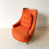 Mid Century Orange High Back Lounge Chair by Selig