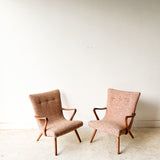 Pair of Mid Century Scoop Chairs w/ New Upholstery