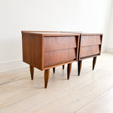 Pair of Walnut Louvered Front Nightstands