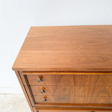 Mid Century Dixie Highboy Dresser with Unique Drawer Pulls