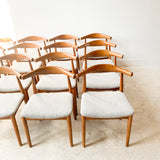Set of 8 Modern Hans Wegner Style Elbow Dining Chairs w/ New Upholstery