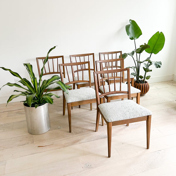 Set of 6 Cherry Dining Chairs New Upholstery Atomic Furnishing & Design