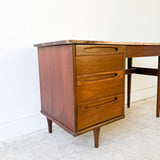 Mid Century Desk w/ Sculpted Drawer Pulls and New Solid Walnut Top