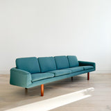 Danish Sofa on Teak Legs w/ New Teal Upholstery