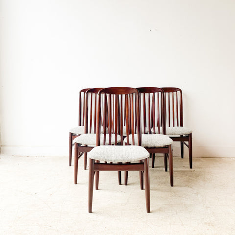 Set of 6 Sculpted Rosewood Dining Chairs w/ New Upholstery