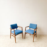 Pair of Occasional Chairs w/ New Electric Blue Upholstery