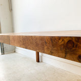 Mid Century Burlwood Parsons Style Dining Table w/ 2 Leaves