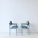 Pair of Thonet Occasional Chairs with New Blue Upholstery