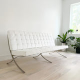 Barcelona Style Sofa w/ White Leather