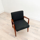 Jens Risom Chair w/ New Charcoal Boucle Upholstery