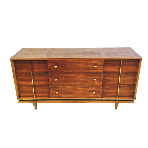 kent coffey dresser Mid Century Walnut Sunbeam Vintage Kent Coffey Perspecta 9 Drawer