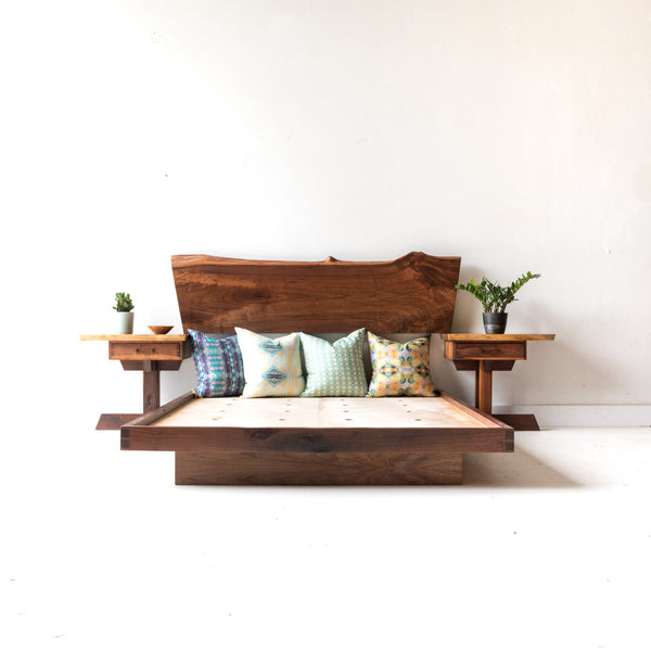 Black Walnut Platform Bed with Nightstands – Atomic Furnishing & Design