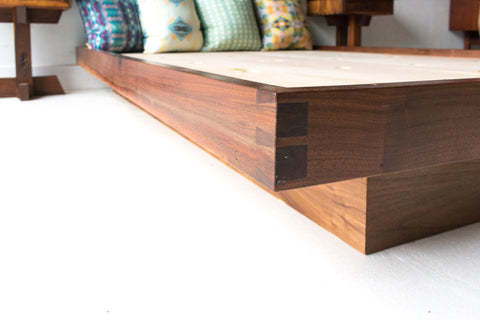 Platform Bed Walnut Back Rests Black Walnut Platform Bed with Nightstands – Atomic Furnishing & Design