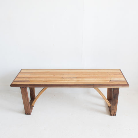 Modern Oak & Walnut Slat Bench (Petite)