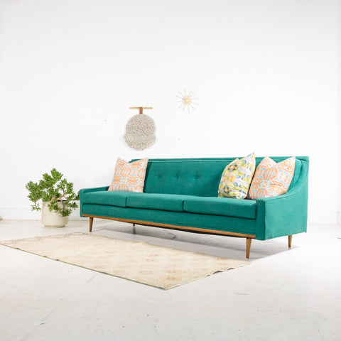 Mid Century Modern Emerald Green Sofa
