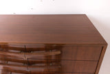 Mid Century Modern Sculpted Highboy Dresser