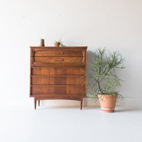 Mid Century Sculpted Highboy Dresser