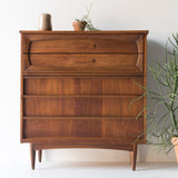 Mid Century Sculpted Highboy Dresser