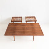 Mid Century Walnut Slat Coffee & End Table Set