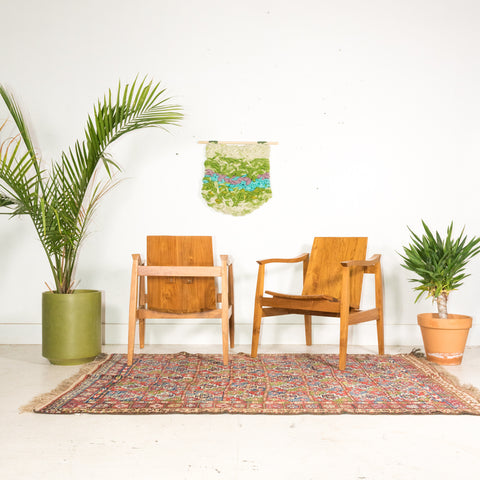 Pair of Handmade Hardwood Lounge Chairs