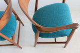 Pair of Sculpted Occasional Chairs -  Teal