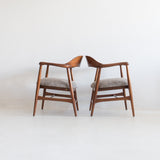 Pair of Mid Century Sculpted Occasional Chairs - Neutral