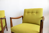 Pair of Mid Century Chartreuse Lounge Chairs